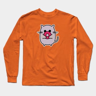 Nom Nom Yummy Pink Sprinkled Donut Cat Long Sleeve T-Shirt